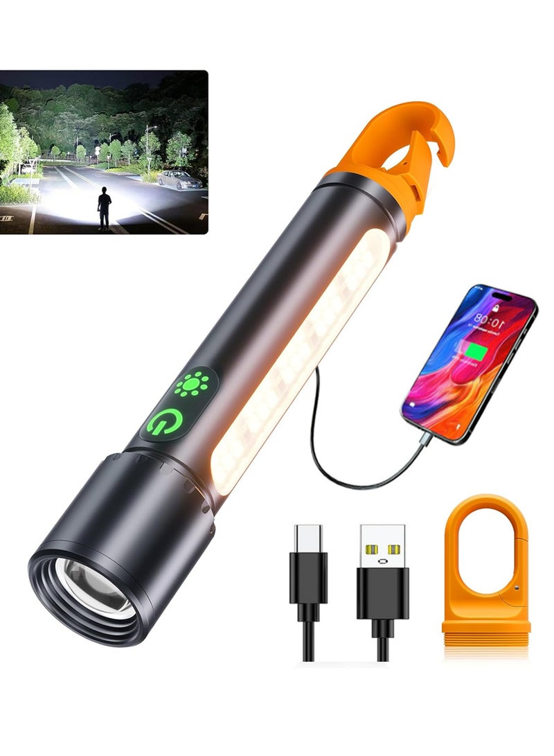 بينكو مصابيح يدوية قابلة لإعادة الشحن، مصباح يدوي عالي السطوع 2000 لومن مع 9 أوضاع إضاءة، مقاوم للماء، قابل للتعديل، مصباح يدوي قوي، مصابيح يدوية متعددة، مصباح يدوي فائق السطوع ومقاوم للماء، قابل للتكبير والتصغير، مناسب لحالات الطوارئ، السيارات، المنازل، المشي لمسافات طويلة، التخييم. - Image 1