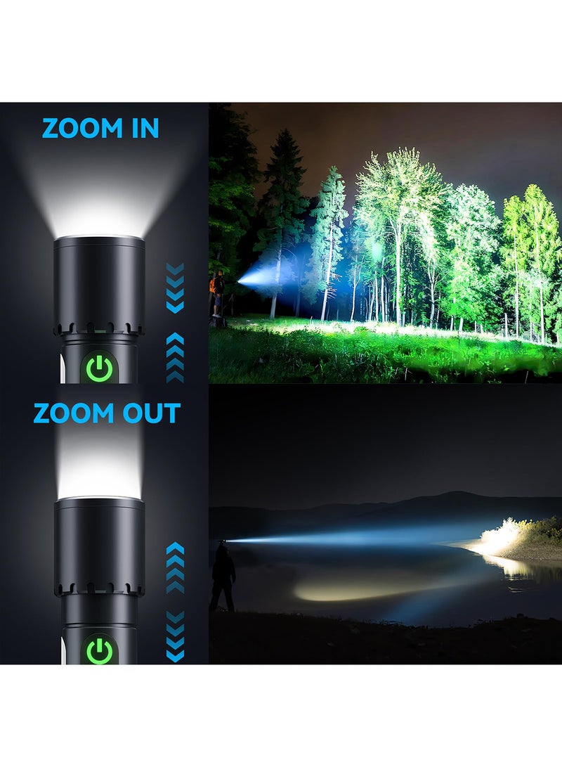 بينكو مصابيح يدوية قابلة لإعادة الشحن، مصباح يدوي عالي السطوع 2000 لومن مع 9 أوضاع إضاءة، مقاوم للماء، قابل للتعديل، مصباح يدوي قوي، مصابيح يدوية متعددة، مصباح يدوي فائق السطوع ومقاوم للماء، قابل للتكبير والتصغير، مناسب لحالات الطوارئ، السيارات، المنازل، المشي لمسافات طويلة، التخييم. - Image 4