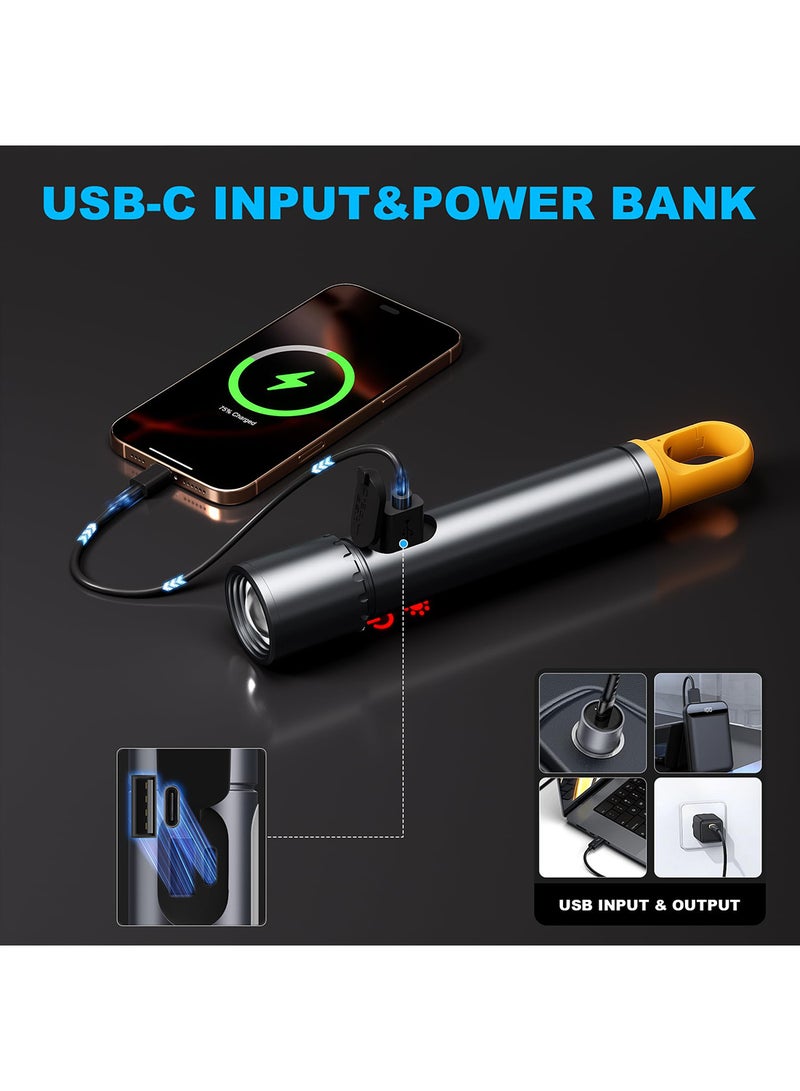 بينكو مصابيح يدوية قابلة لإعادة الشحن، مصباح يدوي عالي السطوع 2000 لومن مع 9 أوضاع إضاءة، مقاوم للماء، قابل للتعديل، مصباح يدوي قوي، مصابيح يدوية متعددة، مصباح يدوي فائق السطوع ومقاوم للماء، قابل للتكبير والتصغير، مناسب لحالات الطوارئ، السيارات، المنازل، المشي لمسافات طويلة، التخييم. - Image 5