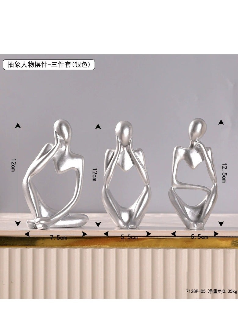3 piece Set of Mini Multicolored Abstract Human Figure Ornaments, Adding an Artistic Touch to Your Spac  - Image 1