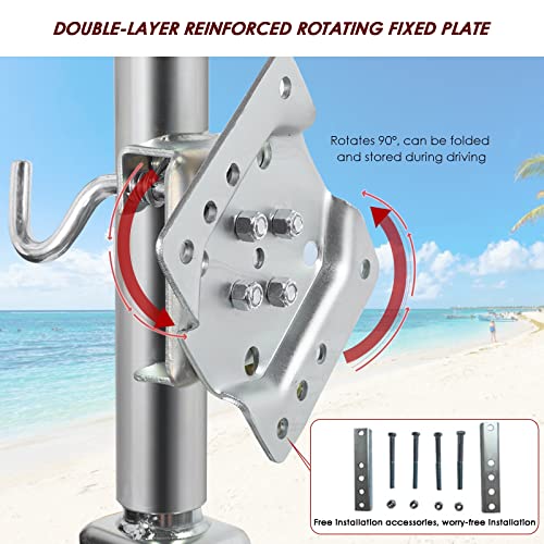 FPIGSHS Beach Boat Trailer Jack, 13.38in Trailer Jack Wheel, Heavy-Duty Bolt-On Swivel Tongue Jack, 2000lb Capacity, 11in Vertical Load (2000lbs/900kg) (2000LBS/900KG) - Image 5