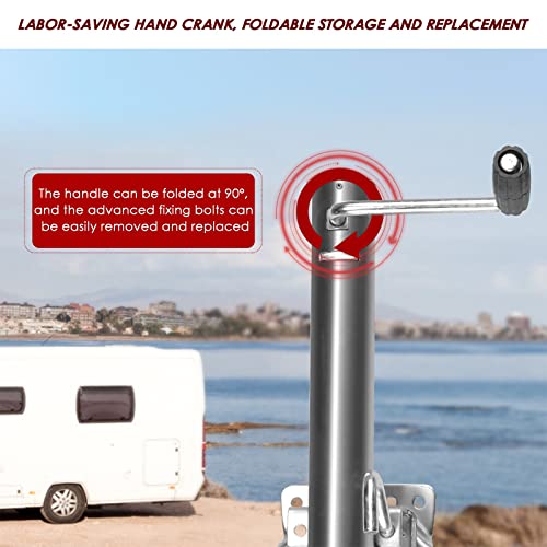 FPIGSHS Beach Boat Trailer Jack, 13.38in Trailer Jack Wheel, Heavy-Duty Bolt-On Swivel Tongue Jack, 2000lb Capacity, 11in Vertical Load (2000lbs/900kg) (2000LBS/900KG) - Image 3