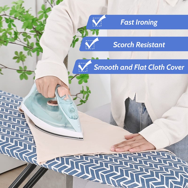 APEXCHASER Ironing Board Full Size, Iron Board with Ironrest, Lightweight Iron Table Stand Adjustable Height, Foldable Iron and Ironing Boards Set with Thick Padding, Sturdy Metal Legs, Blue 43x13 - Image 5