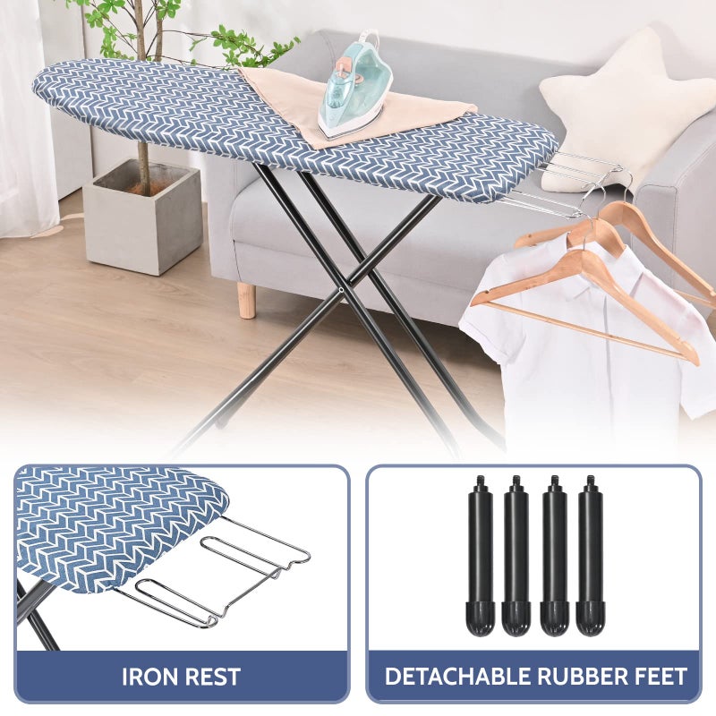 APEXCHASER Ironing Board Full Size, Iron Board with Ironrest, Lightweight Iron Table Stand Adjustable Height, Foldable Iron and Ironing Boards Set with Thick Padding, Sturdy Metal Legs, Blue 43x13 - Image 3
