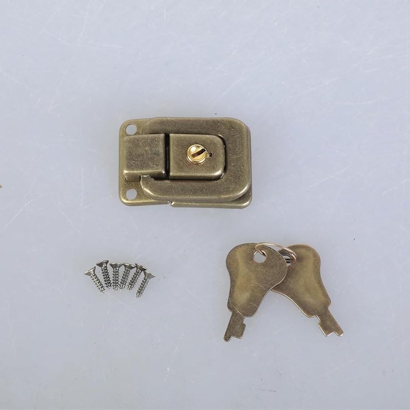Vintage Iron Suitcase Lock Hasp 31x49mm With Key And Screws For Jewelry Toolbox Wood Case - Image 4