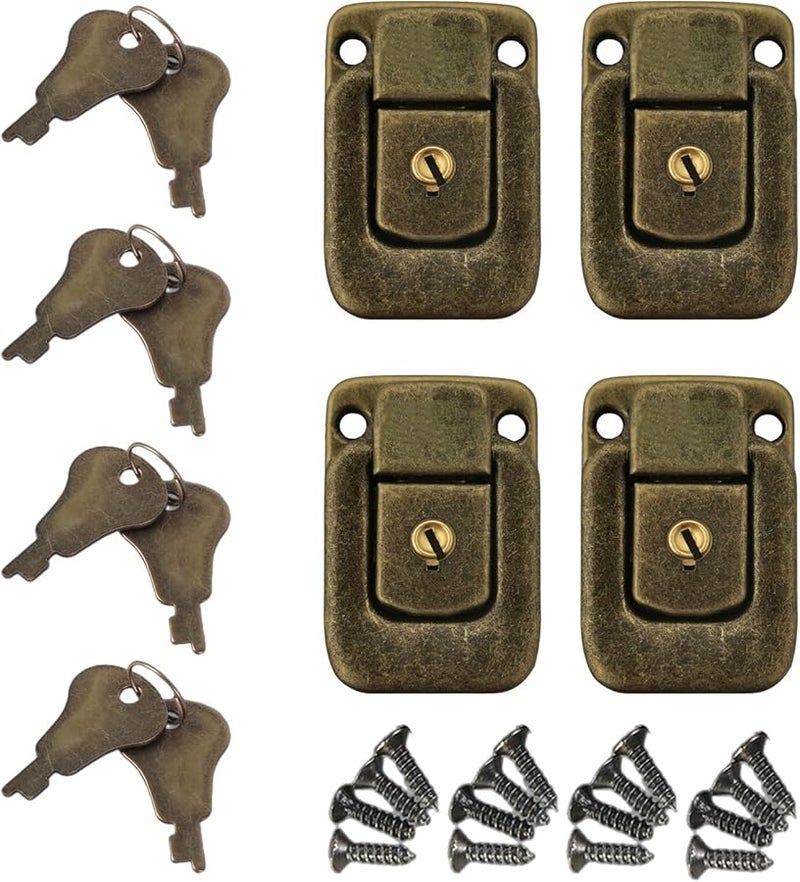 Vintage Iron Suitcase Lock Hasp 31x49mm With Key And Screws For Jewelry Toolbox Wood Case - Image 1