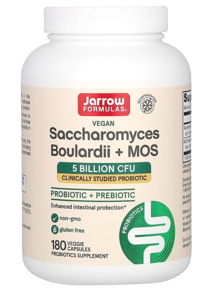 jarrow formulas Saccharomyces cerevisiae with Mannan Oligosaccharide, 5 Billion, 180 Slow-Release Veggie Capsules