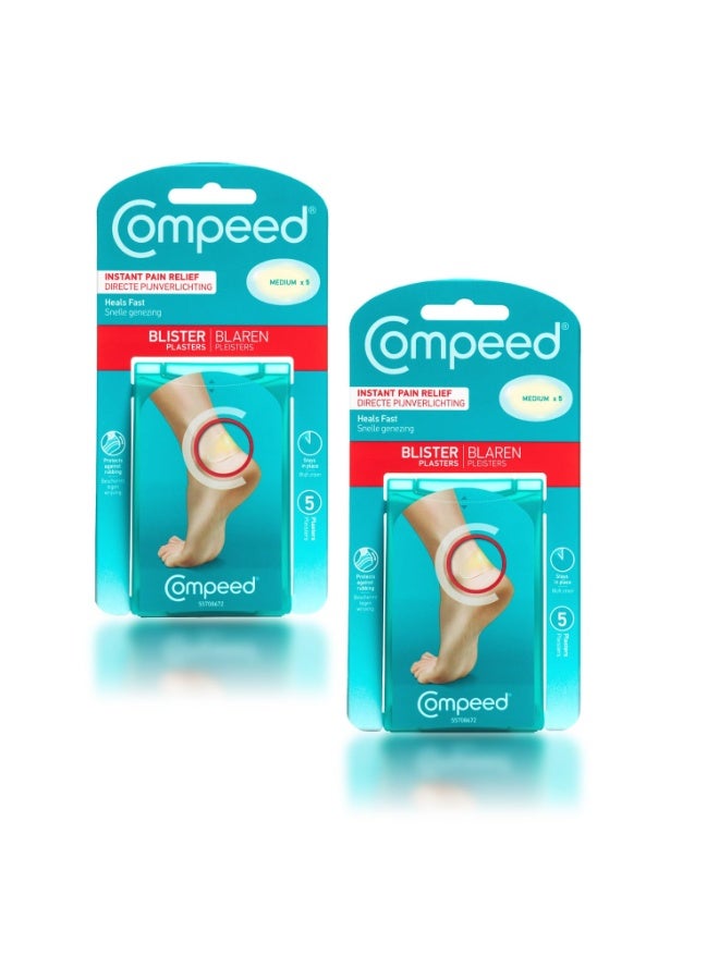 Compeed Blister Bandages – Medium, 5 Patches | Hydrocolloid Technology | Waterproof, Breathable & Pain Relief Plasters for Foot & Toe Protection | pack of 02 - Image 1
