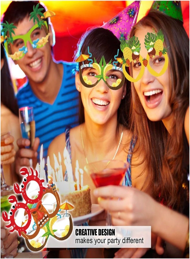 Party Paper Glasses, 12Pcs Hawaiian Funny Glasses, Fancy Party Eyeglasses Novelty Carnival Masquerade Masks Photo Booth Props Frame Fiesta Glasses Dress Costume Decoration for Kids Adults Summer  - Image 3
