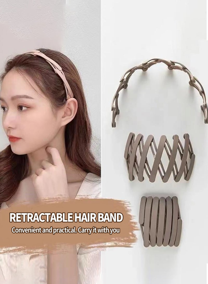 بيروي 3 قطع أربطة شعر قابلة للطي، ومشابك شعر محمولة، وأربطة شعر بلاستيكية قابلة للسحب، وأربطة شعر غير مرئية بأسنان وأربطة رأس غير قابلة للانزلاق، مناسبة للمنزل والخروج والسفر - Image 5