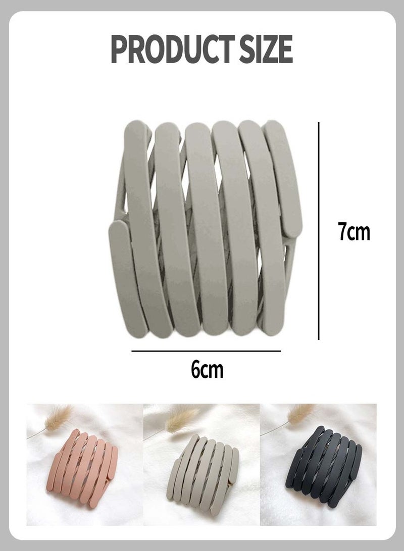 بيروي 3 قطع أربطة شعر قابلة للطي، ومشابك شعر محمولة، وأربطة شعر بلاستيكية قابلة للسحب، وأربطة شعر غير مرئية بأسنان وأربطة رأس غير قابلة للانزلاق، مناسبة للمنزل والخروج والسفر - Image 3