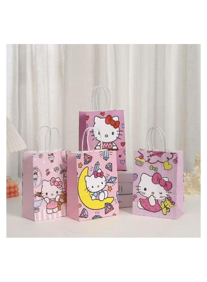 هالو كيتي 12 توزيعات اكياس هدايا  هلو كيتي الورقيه لتوزيعات الهدايا والحلويات لحفلات اعياد الميلاد و التخرج 12 كيس باشكال متنوعة - Image 1