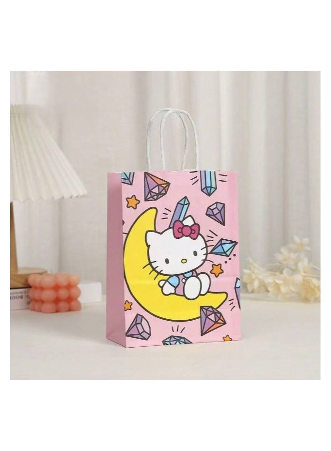 هالو كيتي 12 توزيعات اكياس هدايا  هلو كيتي الورقيه لتوزيعات الهدايا والحلويات لحفلات اعياد الميلاد و التخرج 12 كيس باشكال متنوعة - Image 4