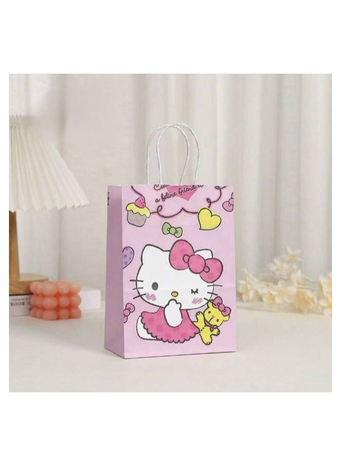 هالو كيتي 12 توزيعات اكياس هدايا  هلو كيتي الورقيه لتوزيعات الهدايا والحلويات لحفلات اعياد الميلاد و التخرج 12 كيس باشكال متنوعة - Image 5
