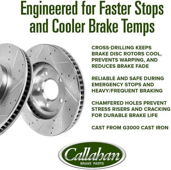 Callahan Brake Parts CDS03007 Rear Brake Kit with Rotors, Ceramic Pads, and Clips for VW Golf, Jetta, and Audi A3 - Image 3