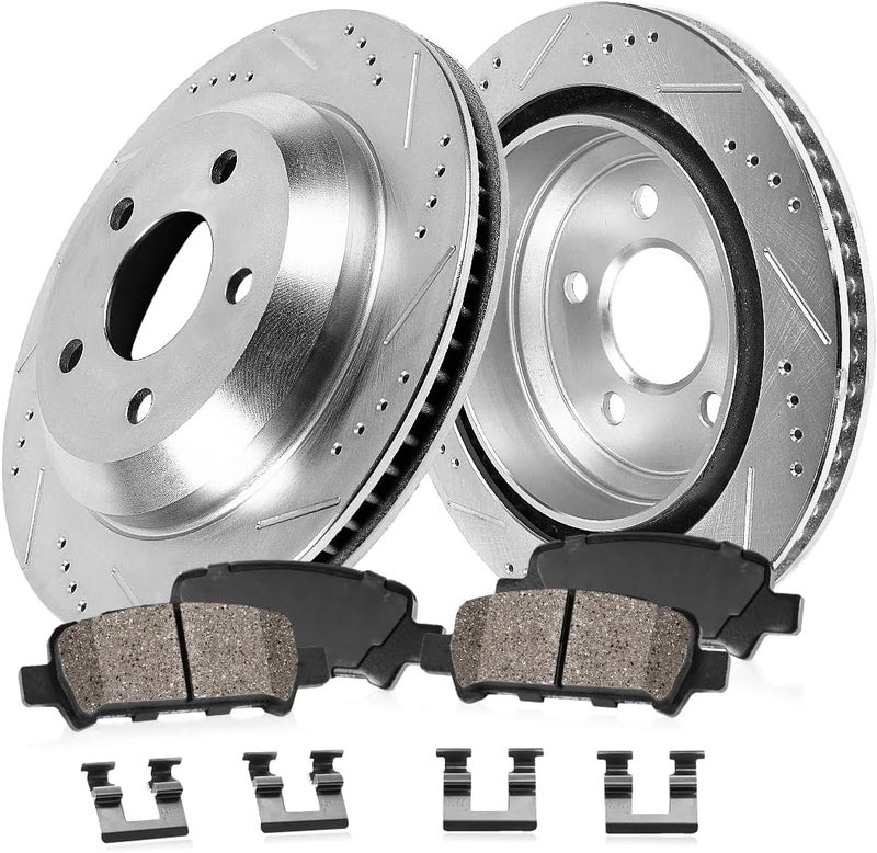 Callahan Brake Parts CDS03007 Rear Brake Kit with Rotors, Ceramic Pads, and Clips for VW Golf, Jetta, and Audi A3 - Image 1