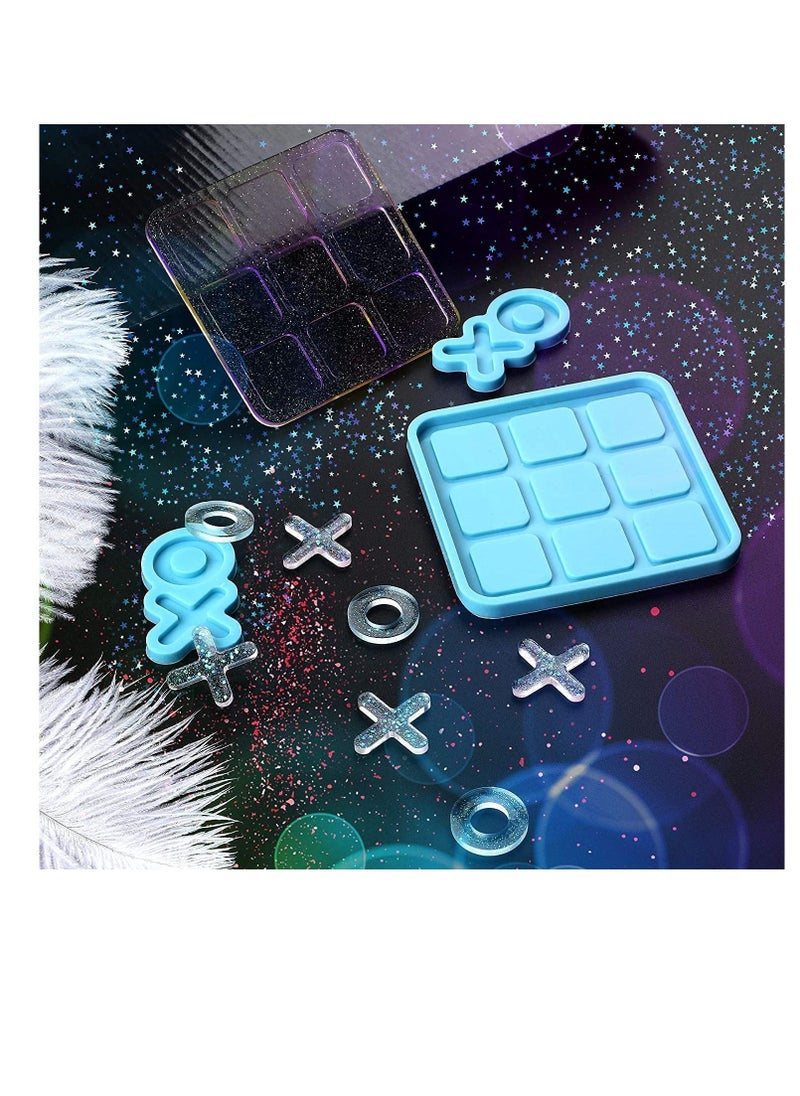 Y&D - Tic Tac Toe Resin Mold with 4 XO Chess Pieces Molds, Board Game Silicone Casting Molds for Casting,DIY Tabletop Game(2PCS) - Image 1