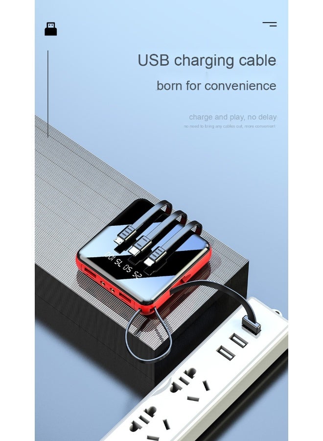 10,000mAh Compact Mini Portable Power Bank with Built-in Cable and LCD Display - Universal for Smartphones - Image 3