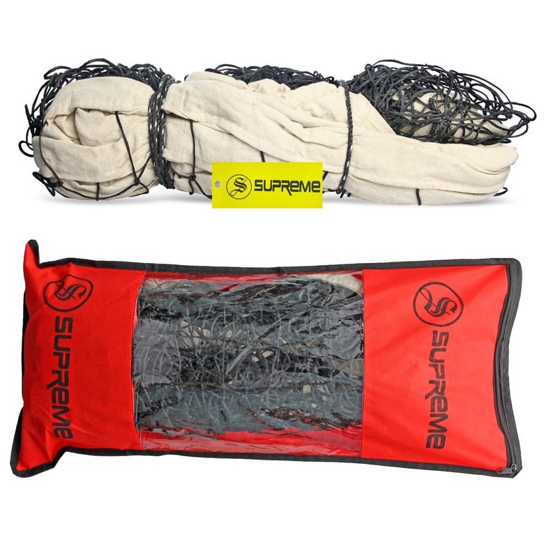 SUPREME Volleyball Net Classic (4 Side Canvas) Heavy Duty (Pack of 1) Volleyball Net (Black, Beige) - Image 2