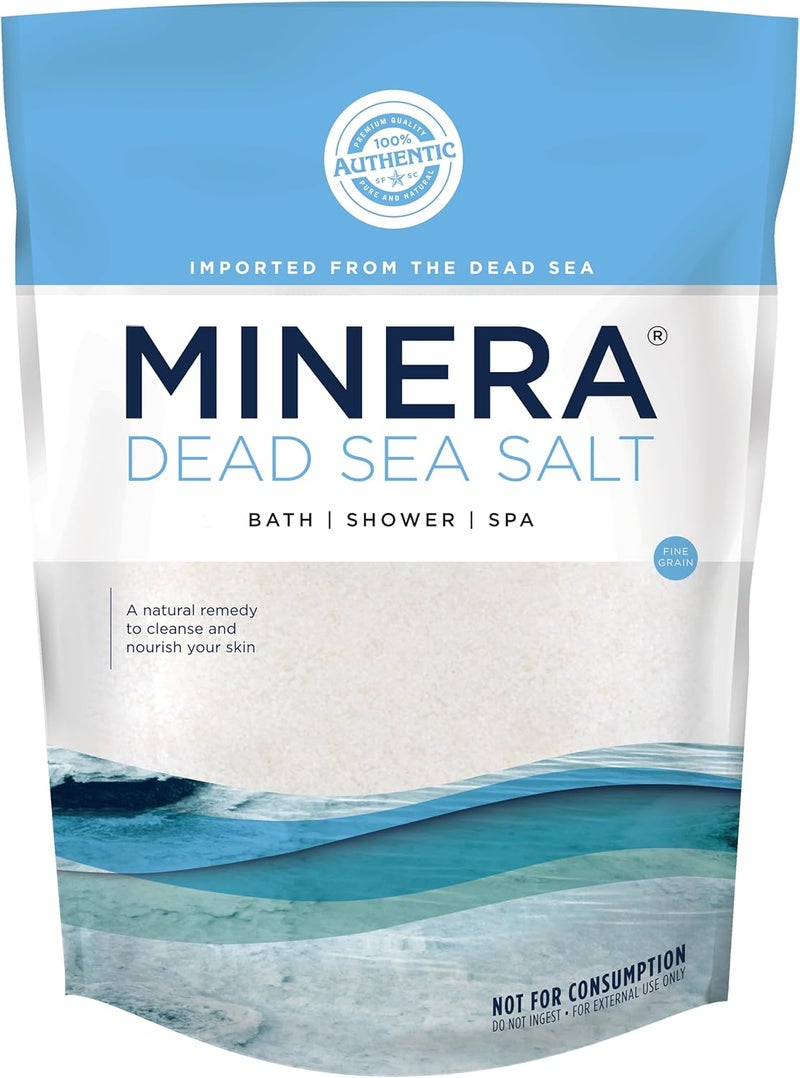Minera Dead Sea Salt 100 Pure  Natural 2 x 5 lbs Fine Grain 017 mm Bulk Bag Easily Dissolving Dead Sea Salts for Soaking  Bathing Skin Nourishing Fine Sea Salt Unscented