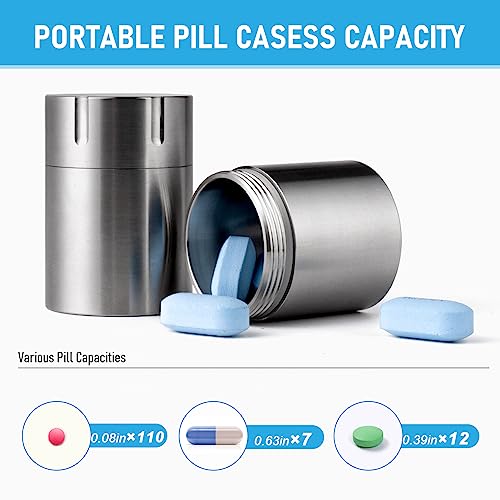 TISUR Portable Pill Cases, Metal Titanium Pill Holder Pocket Small Pill Box Keychain Waterproof Pill Bottle Medicine Organizer Case Container for Travel Purse Outdoor Camping (Titanium Pill Bottle) - Image 3