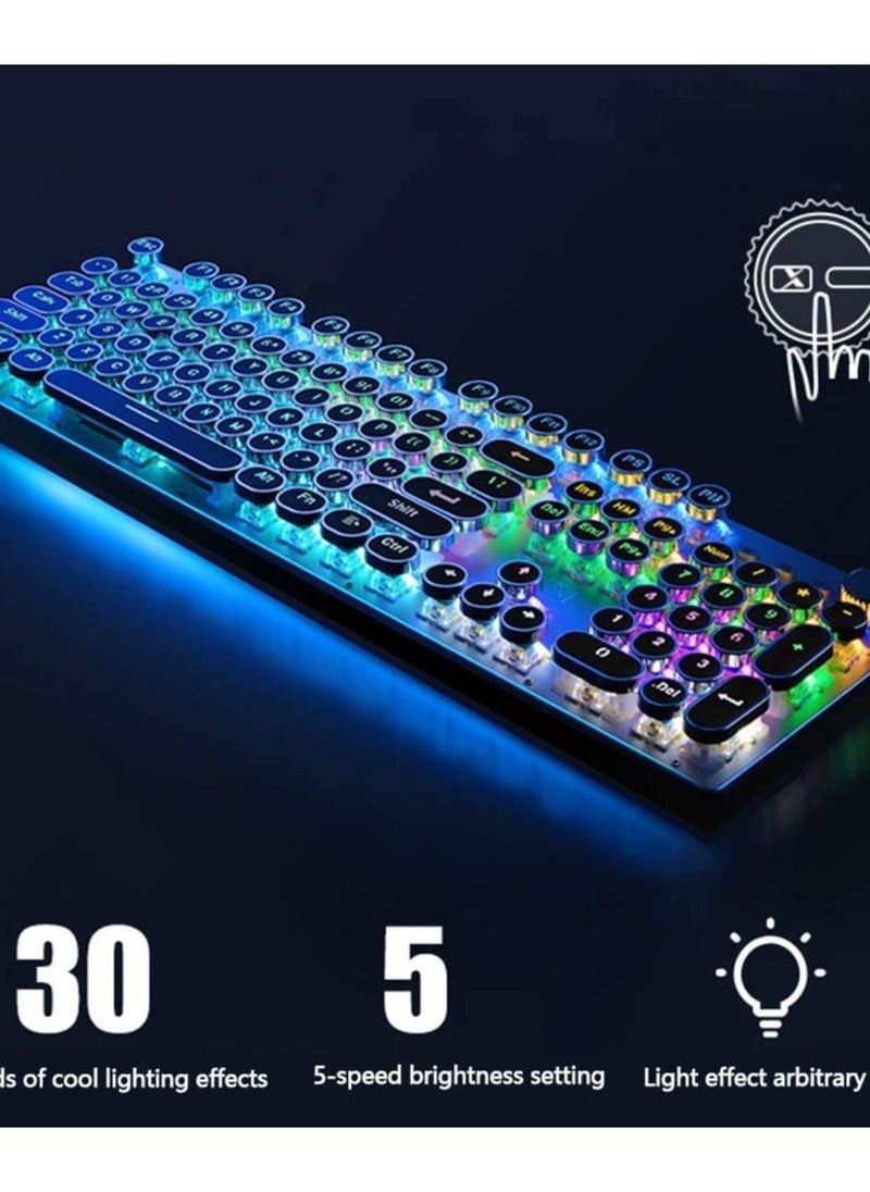 WEMART - Wemart Mechanical Gaming Keyboard, LED Rainbow Gaming Backlit, 104 Anti-Ghosting Keys, Quick-Response Black Switches, Multimedia Control for PC and Desktop Computer - Image 1