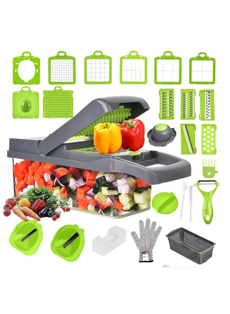 26-in-1 Vegetable Chopper with Container – Multi-Functional Mandoline Slicer and Dicer with 11 Blades, Onion Chopper, Vegetable Slicer for Potatoes, Tomatoes, Cucumbers, and Carrots  - Image 1