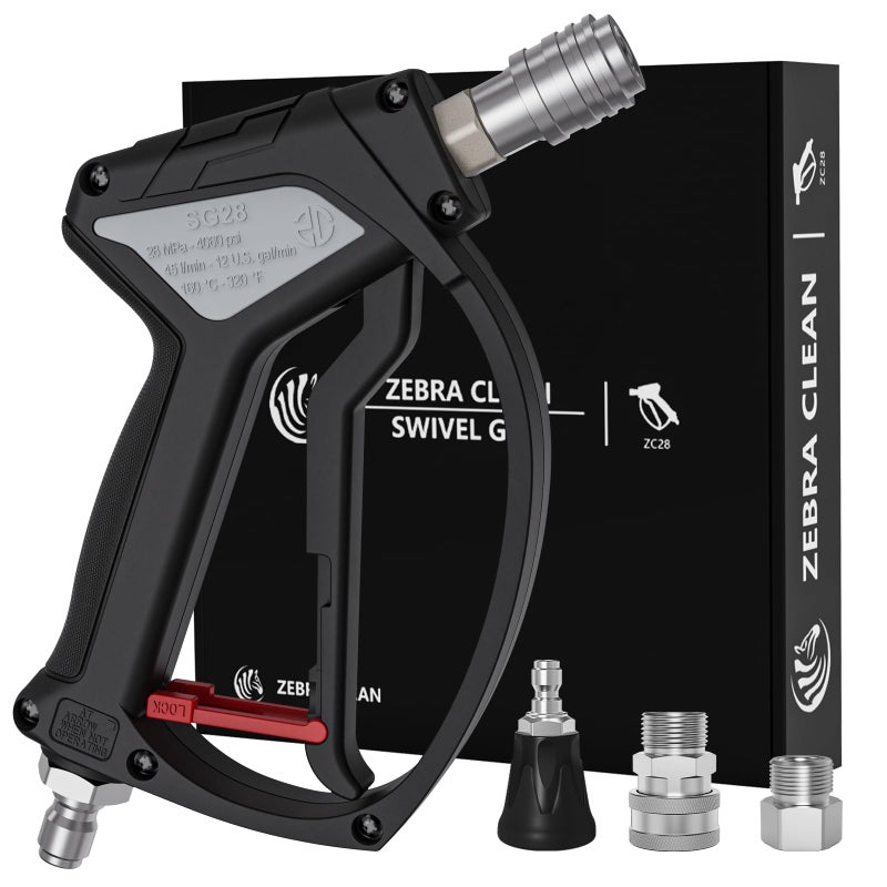 Zebra Clean Short Pressure Washer Gun, Swivel Power Washer Gun 4060 PSI, Stubby Pressure Washer Gun with 3/8" Smooth & 1/4" Quick Connector Coupler Compatible with Hose Foam Cannon Car Wash Foam Gun - Image 1