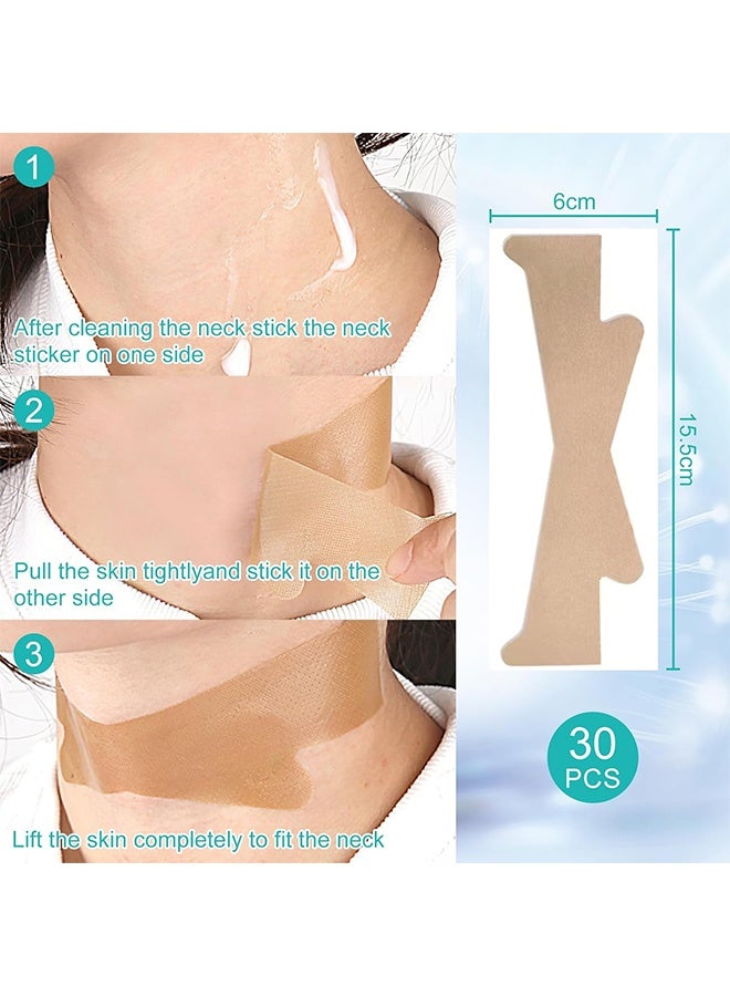 GD 30 Pcs Wrinkle Lifting Patches Neck Lift Strips, Self-Adhesive Face Neck Tape Lifting Invisible Patch for Improving Wrinkles Neck Lines, Waterproof High Elasticity V Shape Lift Tape Stickers for Reducing Wrinkles - Image 2