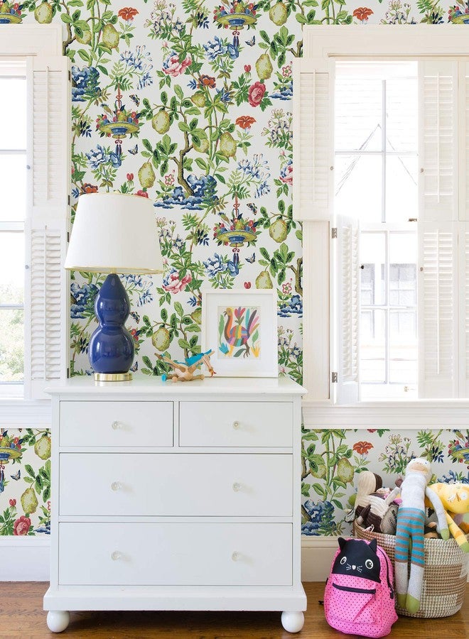 NuWallpaper x Scalamandre Multicolor Bloom Shantung Garden Self Adhesive Wallpaper, SCS3840 - Image 2