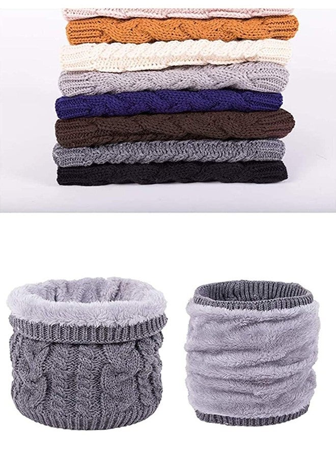 VINSON Unisex Double-Layer Soft Fleece Lined Thick Knit Neck Warmer Circle Scarf Windproof (Pack of 1) (Black) - Image 2