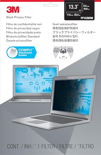 3M Privacy Filter for 13.3 Inch Widescreen Laptop, COMPLY Attachment for Flip-Share, Reversible Gloss/Matte, Reduces Blue Light, Screen Protection, 16:9 Aspect Ratio (PF133W9B) - Image 2