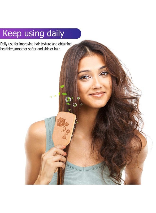 Bsisme Hair Brushboar Bristle Hairbrush With Detangling Pins Wooden Paddle Detangler Hairbrush For Women Men Reduce Frizz Dry Restore Natural Shine - Image 2