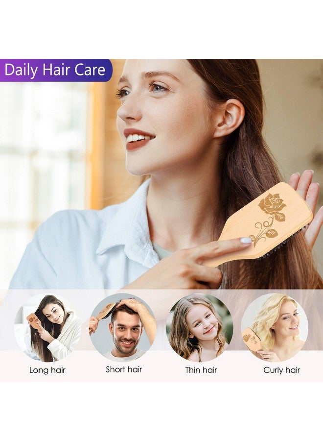Bsisme Hair Brushboar Bristle Hairbrush With Detangling Pins Wooden Paddle Detangler Hairbrush For Women Men Reduce Frizz Dry Restore Natural Shine - Image 4
