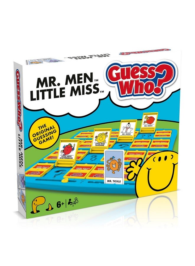 Winning Moves Mr Men and Little Miss Guess Who? Board Game: Play with Mr. Grumpy, Mr. Funny, Mrs. Happy and Mr. Sad to guess your opponent's character. A great gift for kids - Image 1