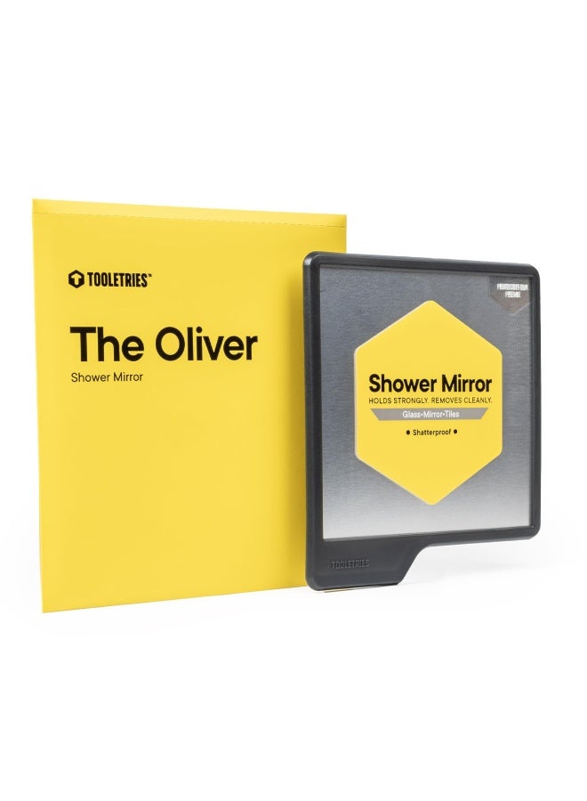 TOOLETRIES - Oliver Shower Mirror - Premium Shower Mirror For Shaving Grooming - 100 Silicone - Shatterproof Mirror - Grips To Shiny Surfaces - No Suction Cups - No Adhesives - Charcoal - Image 1