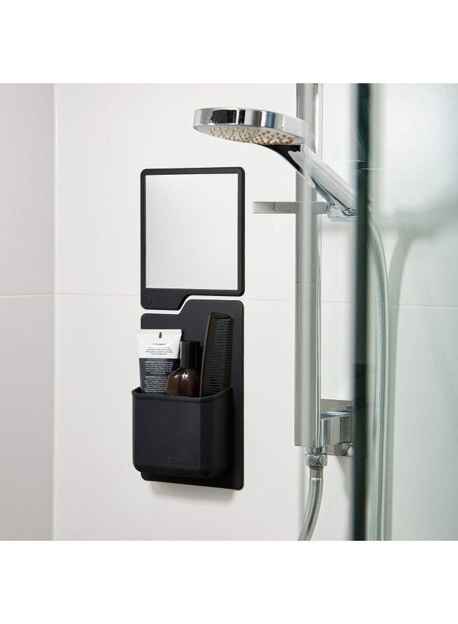 TOOLETRIES - Oliver Shower Mirror - Premium Shower Mirror For Shaving Grooming - 100 Silicone - Shatterproof Mirror - Grips To Shiny Surfaces - No Suction Cups - No Adhesives - Charcoal - Image 5