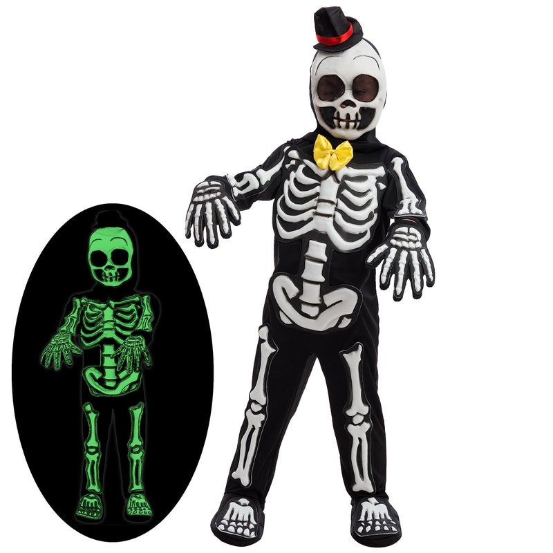 Spooktacular Creations Spooktacular Creations Glows in the Dark Skeleton Costume Halloween Skeleton Costume Skelebone Jumpsuit