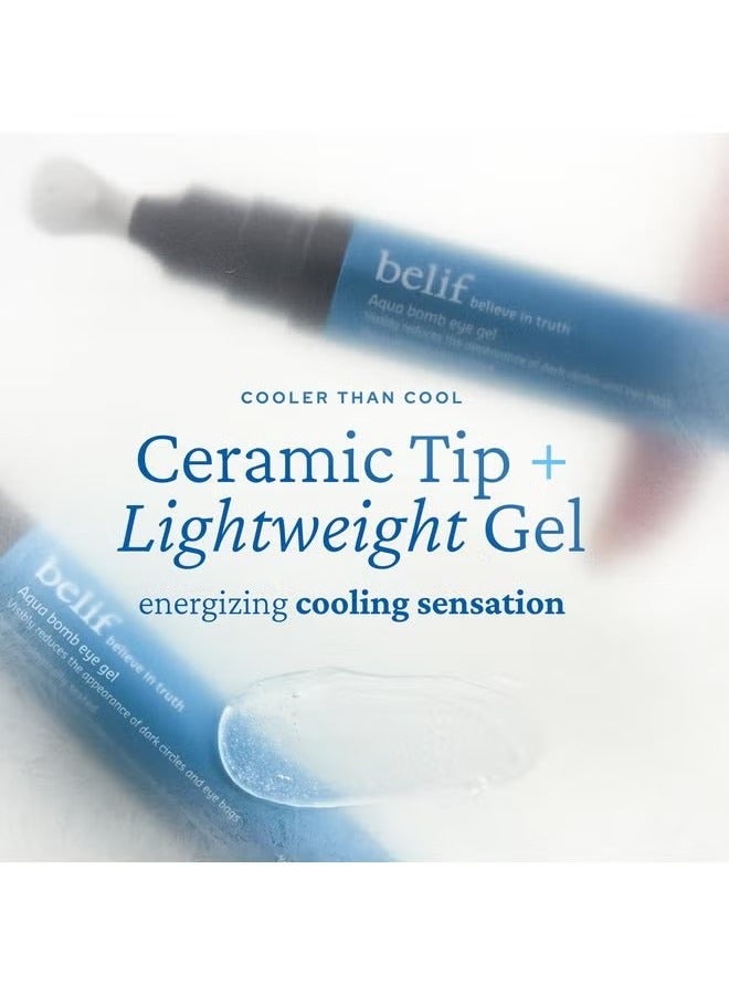 belif Aqua Cooling Eye Gel - Caffeine & Hyaluronic Acid For Puffiness & Hydration, Niacinamide & Vitamin C For Dark Circles, Adenosine & Collagen For Plumping & Firming, Korean Skin Care - Image 3