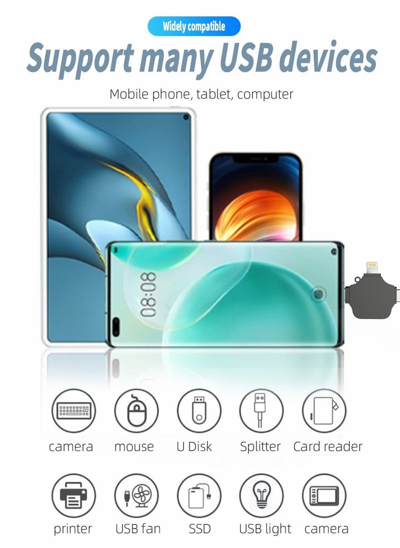 SYOSI - Adapter for Lightning, Type C, and USB to USB Female, OTG Cable Compatible with iPhone, Micro-A, TypeC - Image 1