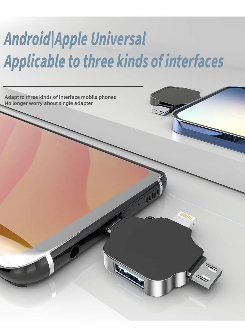 SYOSI - Adapter for Lightning, Type C, and USB to USB Female, OTG Cable Compatible with iPhone, Micro-A, TypeC - Image 1