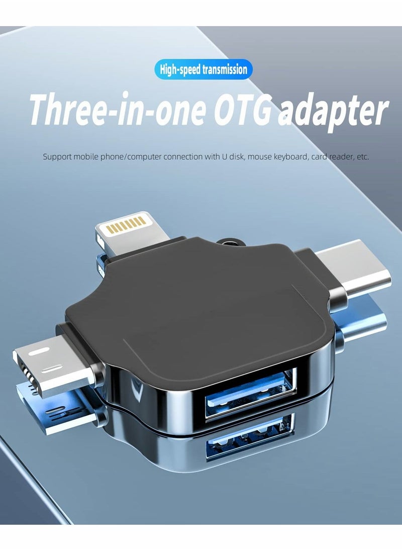 SYOSI - Adapter for Lightning, Type C, and USB to USB Female, OTG Cable Compatible with iPhone, Micro-A, TypeC - Image 1