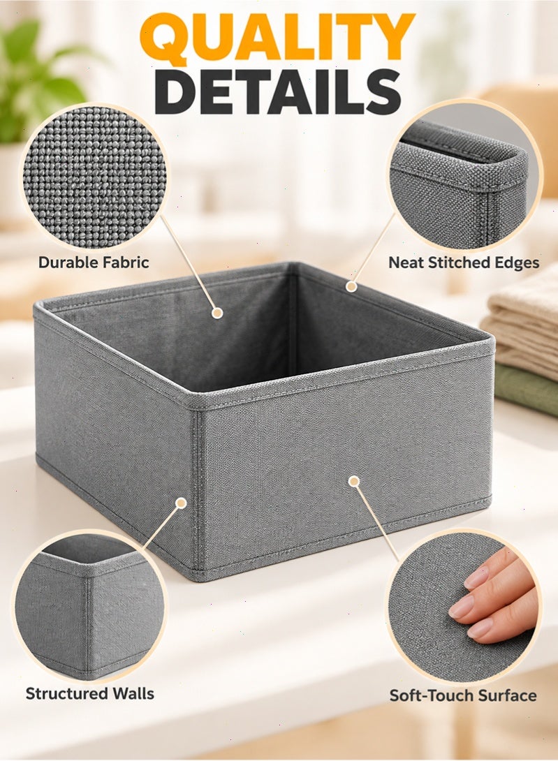 Topyich 12 Pack Clothes Drawer Organizer, Grey Fabric Dresser Storage Bins, Closet & Nursery Organizer for Underwear, Socks, Baby Clothes & Accessories - Image 3