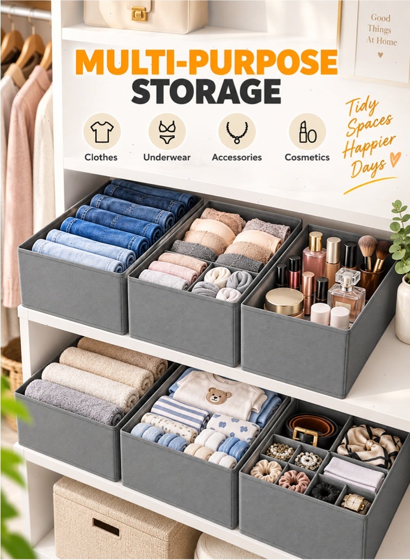 Topyich 12 Pack Clothes Drawer Organizer, Grey Fabric Dresser Storage Bins, Closet & Nursery Organizer for Underwear, Socks, Baby Clothes & Accessories - Image 5