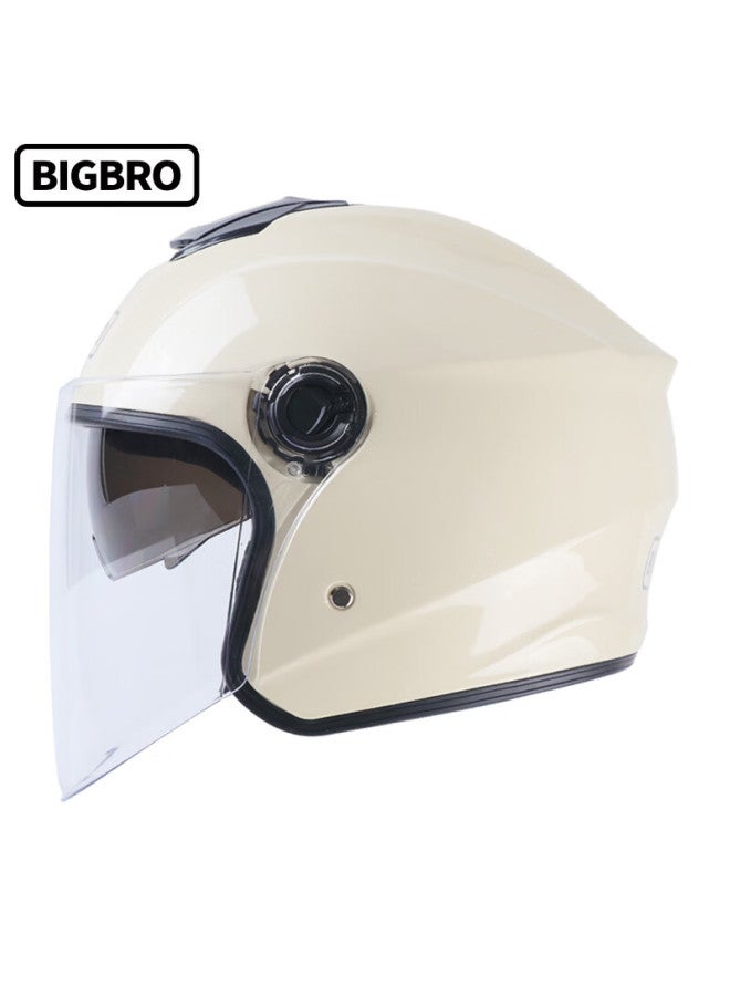 Bigbro720 Khaki 3c Dual-lens Motorcycle Helmet Winter Uni Electric Scooter Four-season Half Helmet - Image 1