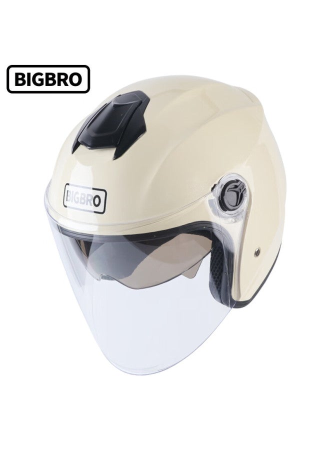 Bigbro720 Khaki 3c Dual-lens Motorcycle Helmet Winter Uni Electric Scooter Four-season Half Helmet - Image 2