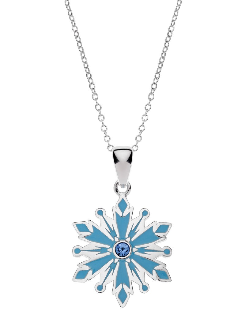 Disney Disney Frozen II Blue Snowflake Pendant with Light Blue Crystals in 18K Sterling Silver Necklace  - Image 1