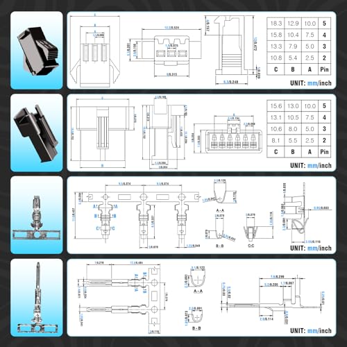 CQRobot JST SM 2.5 mm Pitch 2-Pin Electronic Connector IC Male Plugs, Female Sockets Housing and Male/Female T-Shaped Crimp Terminal Kit. 50 Sets/300 Pieces Wire-Wire Adapter Cable Assembly. - Image 3
