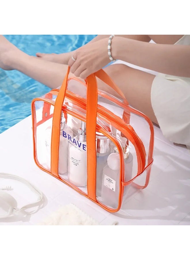 Generic PVC Transparent Waterproof Swimming Beach Bag Fitness Vacation Shoe Compartment Wet And Dry Separation Durable Sports Bag-Color:Medium Handbag Gray  - Image 3