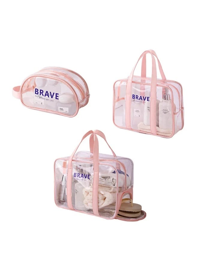 Generic PVC Transparent Waterproof Swimming Beach Bag Fitness Vacation Shoe Compartment Wet And Dry Separation Durable Sports Bag-Color:Medium Handbag Gray  - Image 2